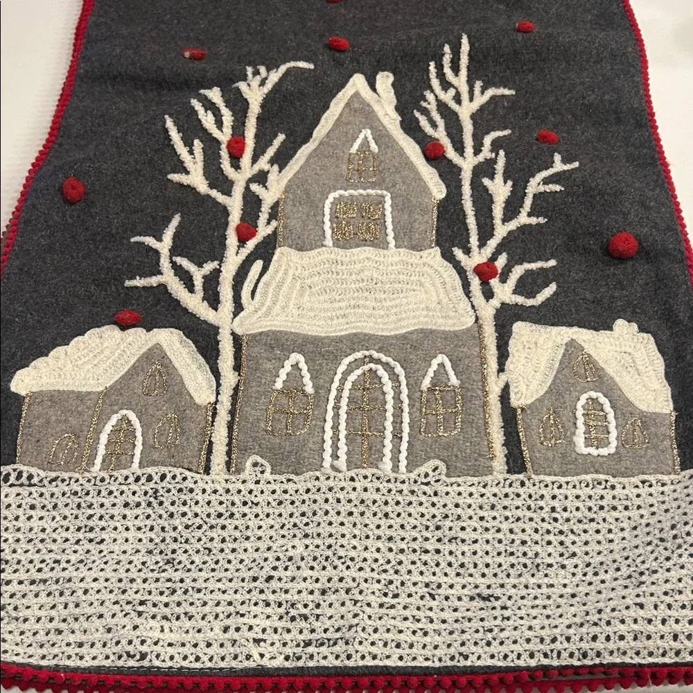 Gray and Red Holiday Table Runner